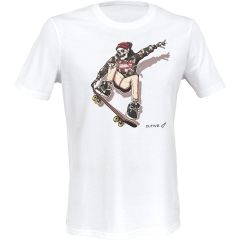 Camiseta DEFCON 5 Skull Skateboard blanca