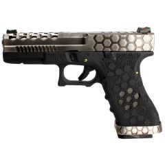Pistola AW G17 Hex-Cut Negra-Plata GBB 6mm 