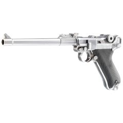 Pistola WE P08 8" Silver GBB 6mm